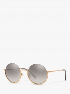 MU 69US Женские круглые солнцезащитные очки с украшением , золотой/серый Miu