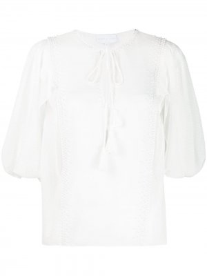 Декорированная блузка Monmouth Noon By Noor. Цвет: белый