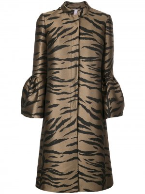 Пальто строгого кроя с тигровым принтом Carolina Herrera. Цвет: коричневый