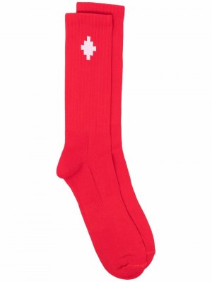 Носки вязки интарсия с логотипом Marcelo Burlon County of Milan. Цвет: красный