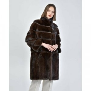 Пальто, норка, силуэт прямой, карманы, размер 42, коричневый Simonetta Ravizza. Цвет: коричневый