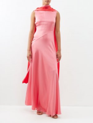 Платье klanira из шелкового атласа с драпировкой и кейпом , розовый Roksanda