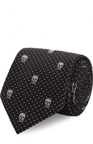 Шелковый галстук с узором Alexander McQueen. Цвет: черный