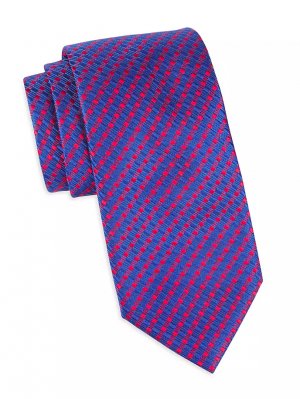 Шелковый галстук в полоску из жатого хлопка , синий Charvet