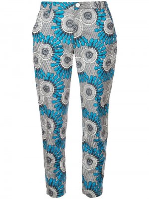 Укороченные брюки с цветочным принтом Zulu Figue. Цвет: синий