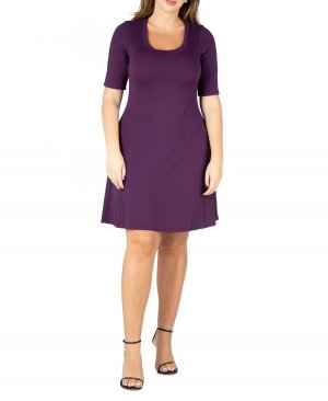 Женское платье больших размеров с расклешенными рукавами и до локтя 24seven Comfort Apparel, фиолетовый