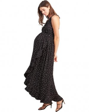 Платье Maternity Racerback Ruffle Skirt Dress, цвет Black Polka Dot Print Ingrid & Isabel