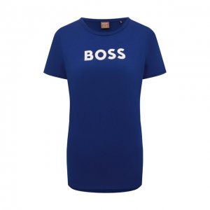Хлопковая футболка BOSS. Цвет: синий