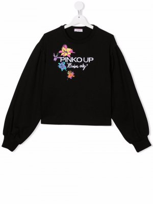 TEEN slogan-print cotton sweatshirt Pinko Kids. Цвет: черный