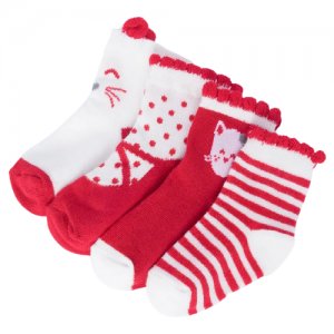 Носки для малышей, 4 пары 9896 Бордовый 17-18 Mayoral. Цвет: белый/красный
