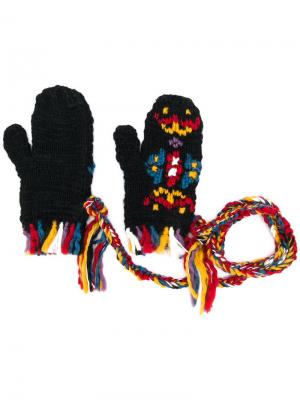 Перчатки с этническим узором Etro. Цвет: черный