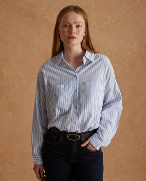Женская рубашка из 100% хлопка с передними карманами , светло-синий Yerse