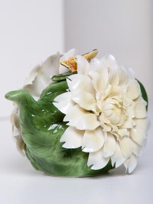Заварочный чайник Хризантема Pavone. Цвет: зеленый, кремовый