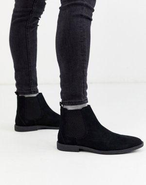 Черные замшевые ботинки челси -Черный Burton Menswear