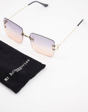 Квадратные солнечные очки без оправы с двухцветными линзами London-Multi My Accessories