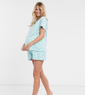 Мятная пижама из футболки и шортов ASOS DESIGN Maternity-Зеленый Maternity