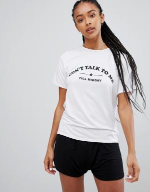 Пижамный комплект из футболки с надписью dont talk to me til midday и шортов -Мульти Adolescent Clothing