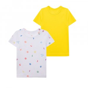 Комплект футболок с кнопками для малышей (6-9м Желтый/Буквы) LOLOCLO. Цвет: желтый/буквы