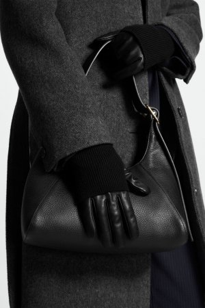Слоистые кожаные перчатки, черный COS