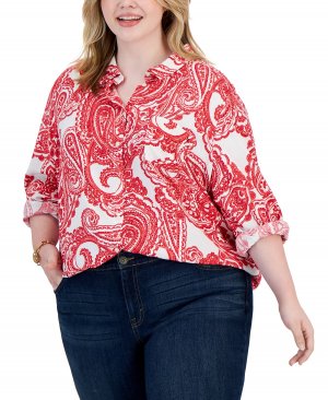 Рубашка на пуговицах больших размеров с закатанными рукавами Tommy Hilfiger
