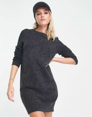 Черное меланжевое мини-платье-джемпер Vero Moda