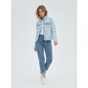 Женская джинсовая куртка LJCK037-1 р. 3XL, голубой Velocity. Цвет: голубой