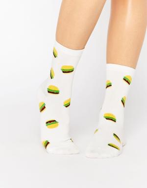 Спортивные носки с гамбургерами 7X. Цвет: white burger