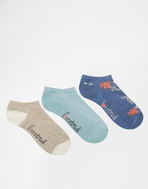 3 пары темно-синих спортивных носков с цветочным рисунком Lovestruck. Цвет: темно-синий