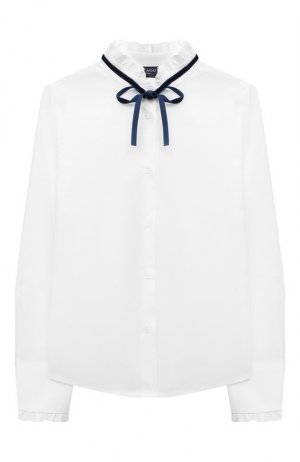 Хлопковая блузка Dal Lago. Цвет: белый