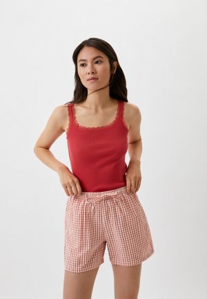 Майка домашняя UNIQLO из хлопка. Цвет: красный