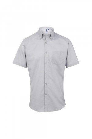 Оксфордская рабочая рубашка с короткими рукавами Signature , серебро Premier