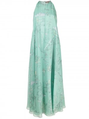 Длинное платье с принтом La Canzone del Mar Emilio Pucci. Цвет: зеленый