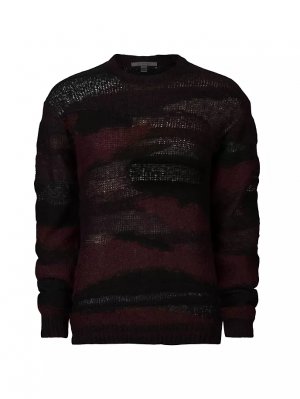Ажурный свитер с круглым вырезом в полоску из смесовой шерсти , цвет dark plum John Varvatos