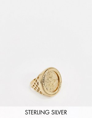 Позолоченное кольцо с гравировкой -Золотой Chained & Able