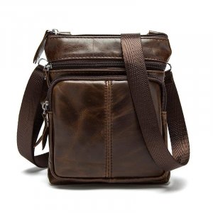 Мужская сумка через плечо, кожаная повседневная маленькая сумка, плечо из воловьей кожи, VIA ROMA
