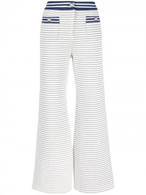 Укороченные твидовые брюки в полоску Alessandra Rich. Цвет: белый