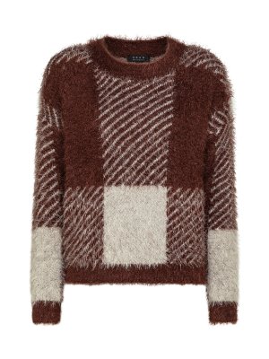 Collection свитер с круглым вырезом в клетку, коричневый Koan. Цвет: коричневый