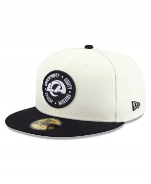 Мужская кремовая и черная приталенная шляпа Los Angeles Rams 2022 Inspire Change 59FIFTY New Era