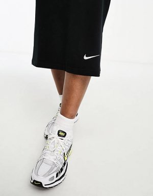 Черное трикотажное платье миди на бретелях Nike