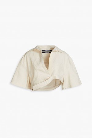 Укороченная рубашка-капри из смеси хлопка и льна JACQUEMUS, бежевый Jacquemus