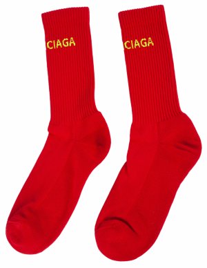 Красные носки с логотипом Balenciaga